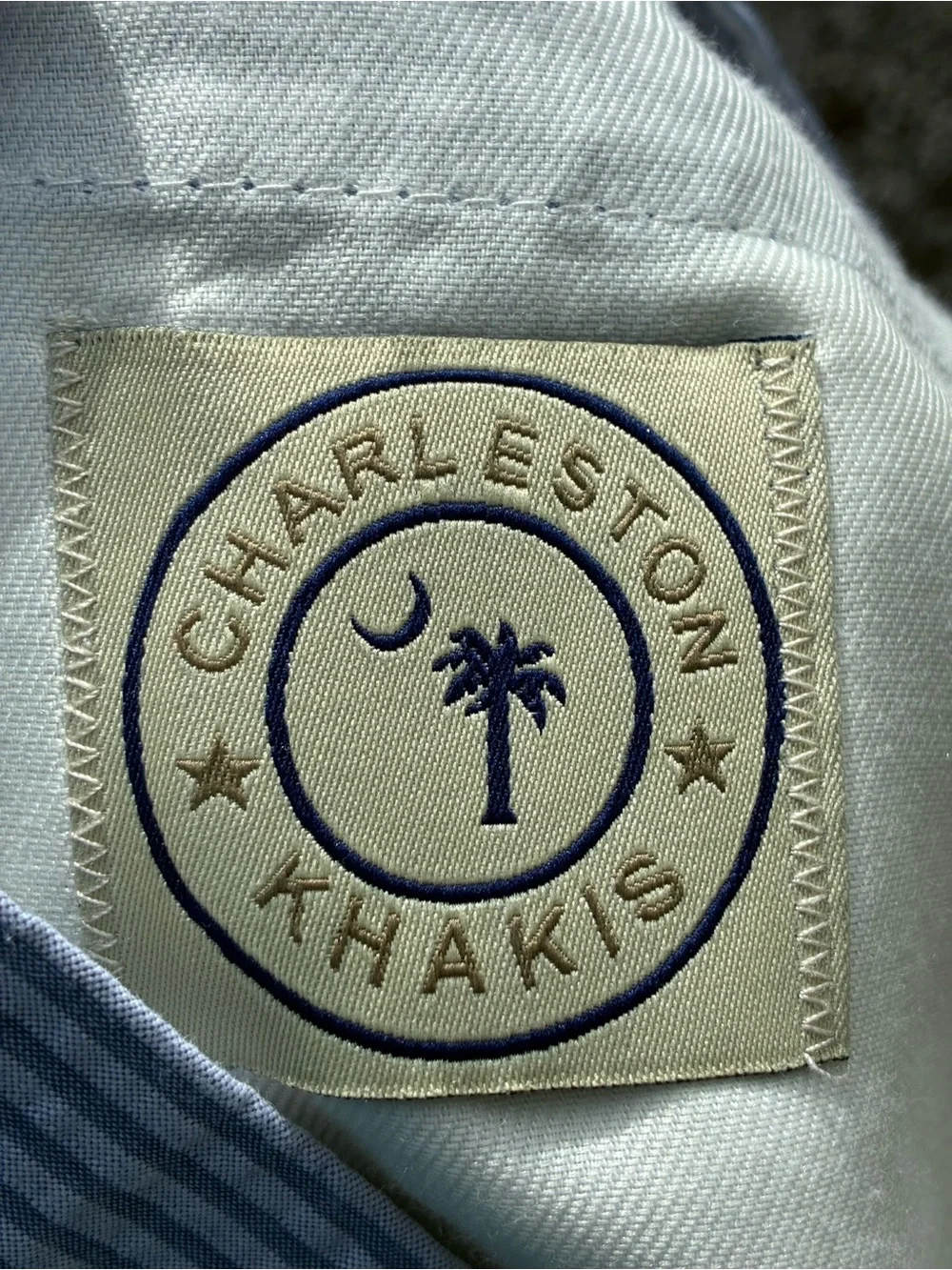 Charleston Khakis Men’s Seersucker Pants 36x31 Blue White Stripe 100% Cotton
